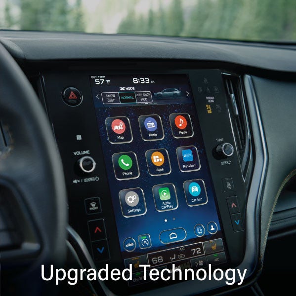 An 8-inch available touchscreen with the words “Ugraded Technology“. | DELLA Subaru of Plattsburgh in Plattsburgh NY